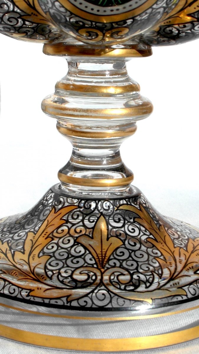 Pretty Chalice Vase By Julius Muhlhaus, Bohemian Glass, Haida, 1910, Perfect, Era Daum Galle-photo-8