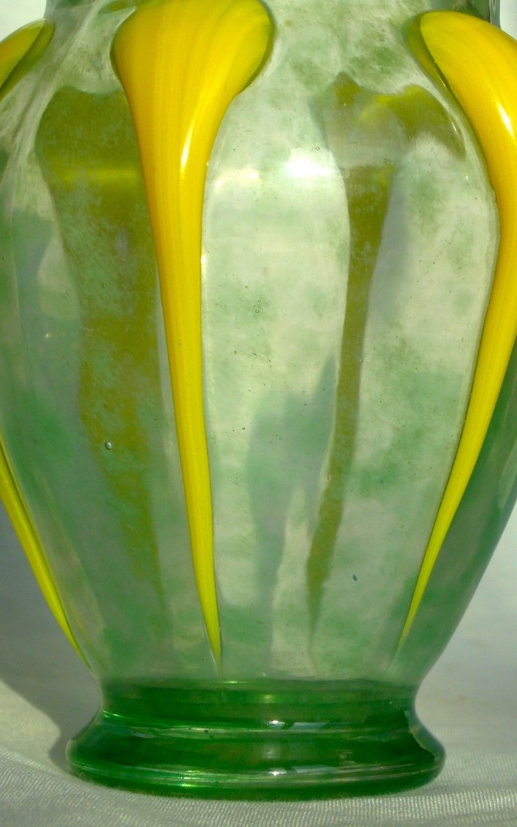 Joli Et Intéressant Vase Art-déco Daum à Applications, Rares Couleurs, Era Galle Muller 1920-photo-4