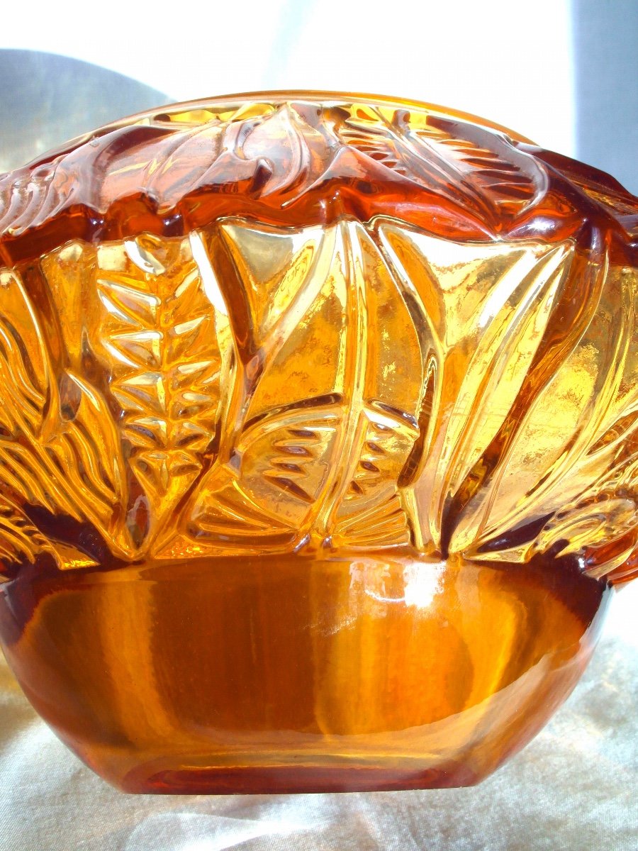 Belle Grosse Coupe En Cristal, Décor "plumes" Par Vallerysthal-portieux, Era Daum Galle Lalique-photo-6
