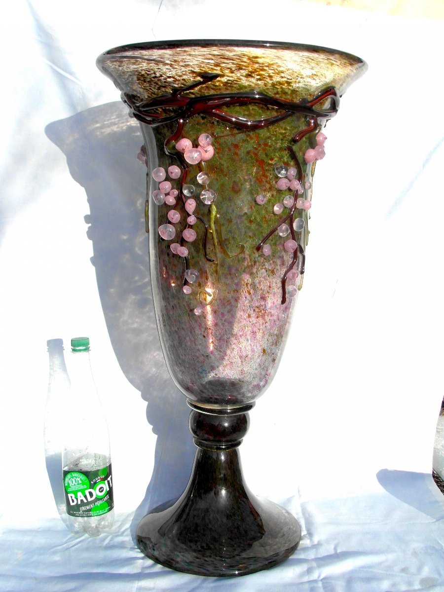 Extraordinaire Et Monumental Vase "vigne" Par Ioan Nemtoi d'Après Daum Era Galle Novaro-photo-3