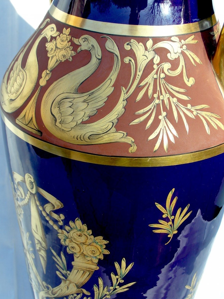 Monumental Pinon-heuze Vase In Tours Aux Chimères, 63 Cm, Perfect, Era Daum Milet Art-deco Deck-photo-4