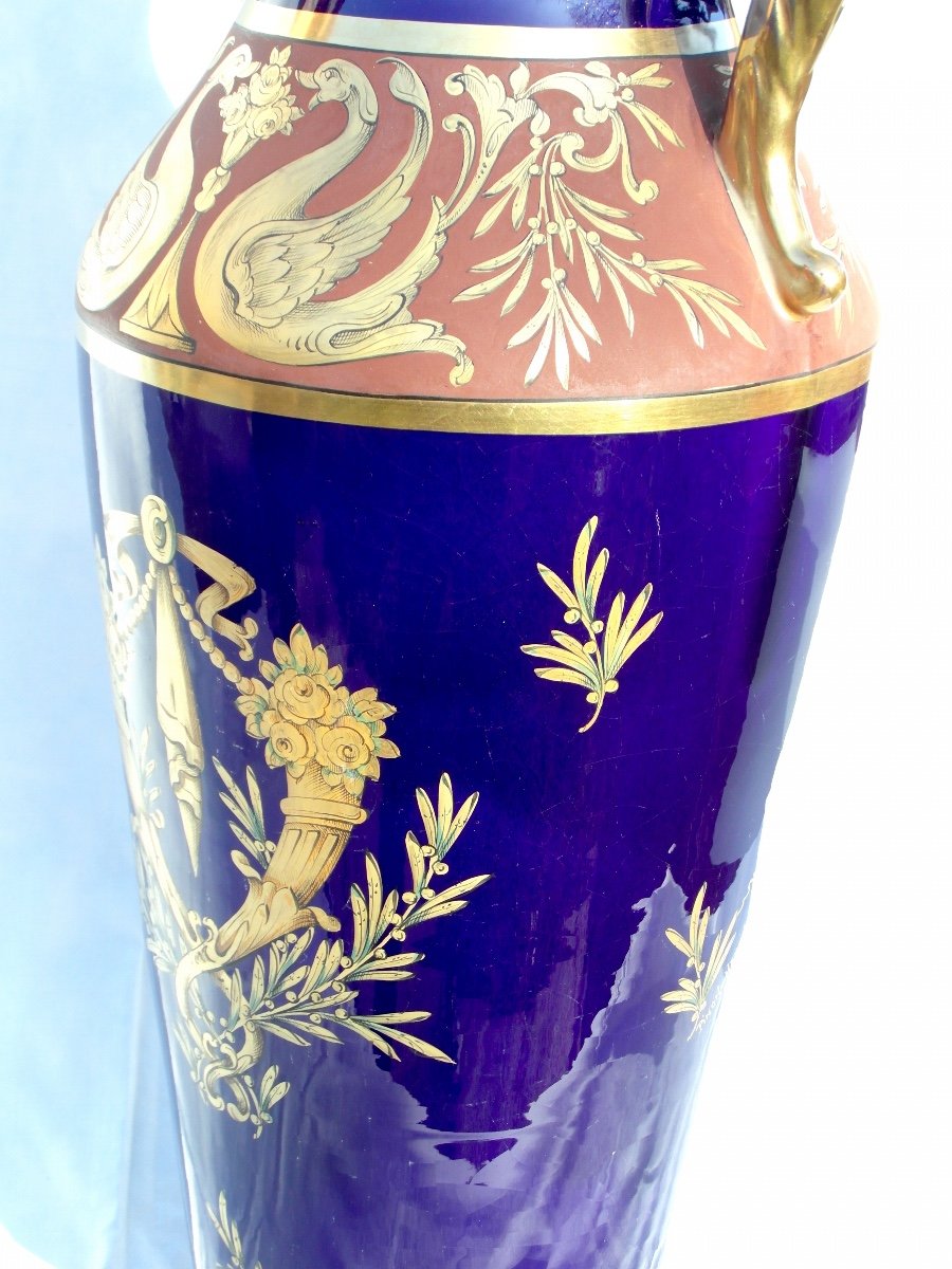 Monumental Pinon-heuze Vase In Tours Aux Chimères, 63 Cm, Perfect, Era Daum Milet Art-deco Deck-photo-6