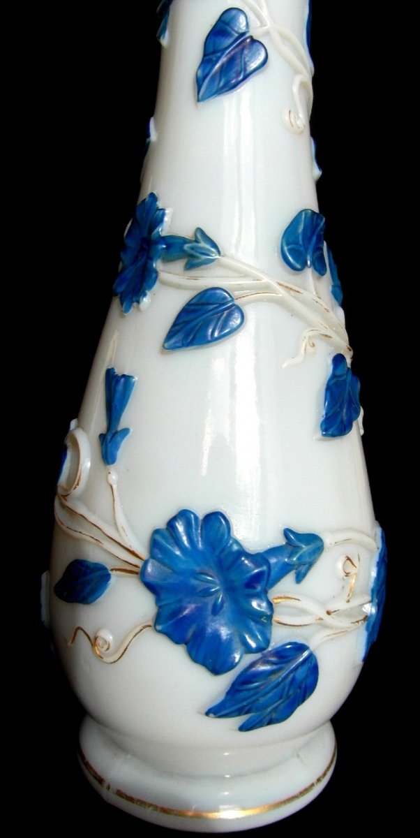 Pretty And Old Baccarat Vase With Ipomées, Napoleon 3, Era Daum Galle 1860