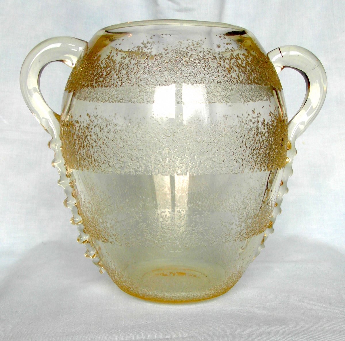 Pretty Daum Art-deco Vase With Hot-applied Handles, Era Galle 1920-photo-4