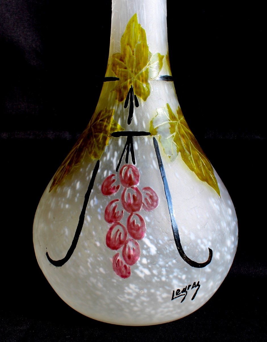 Grand Vase Art-deco  Legras, Décor "vigne",  39 Cm, Parfait, Era Daum Galle-photo-4