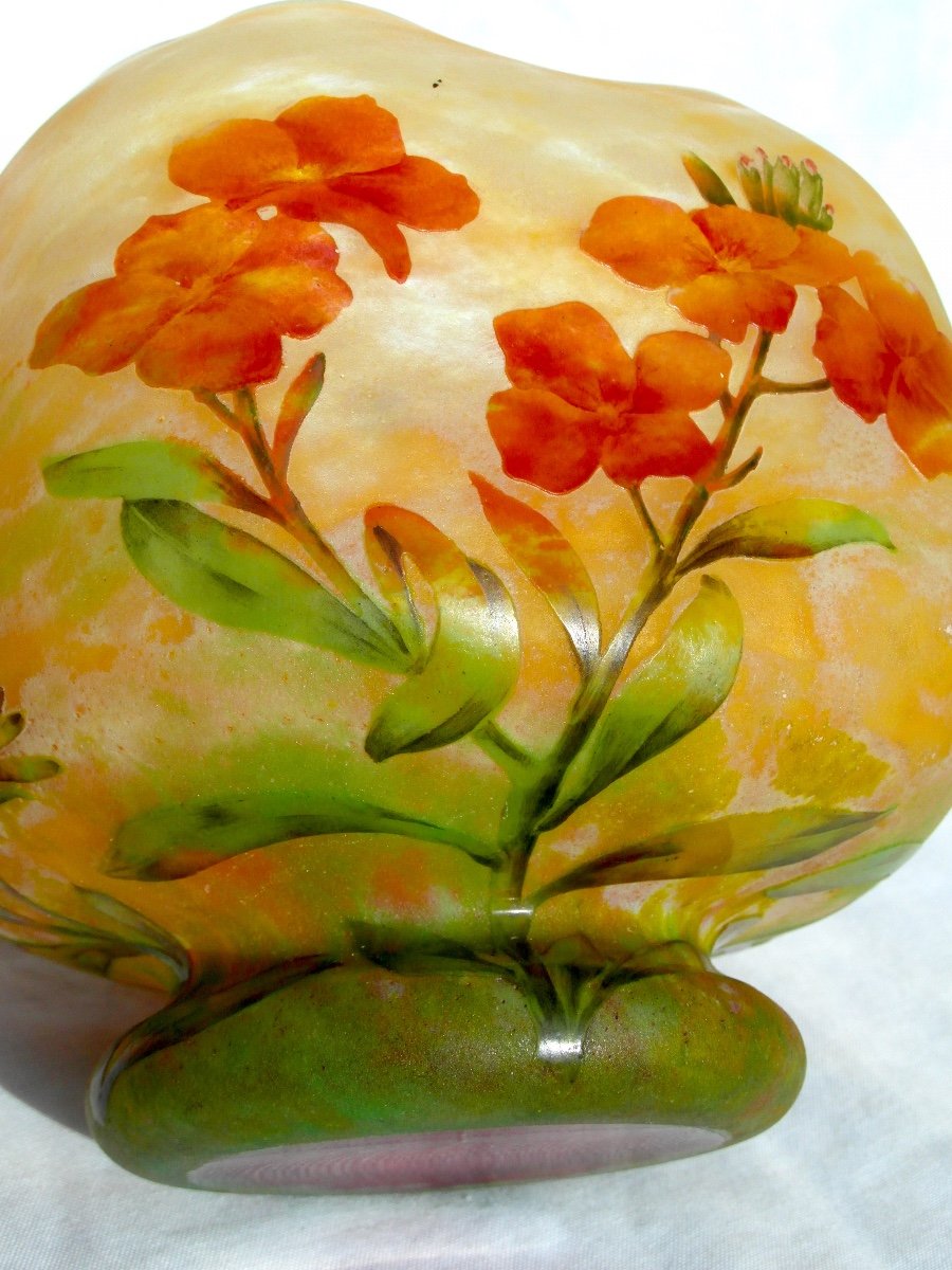 Pretty Vase 1900 Daum On "geranium" Pedestal, Perfect, Era Galle Art Nouveau-photo-3