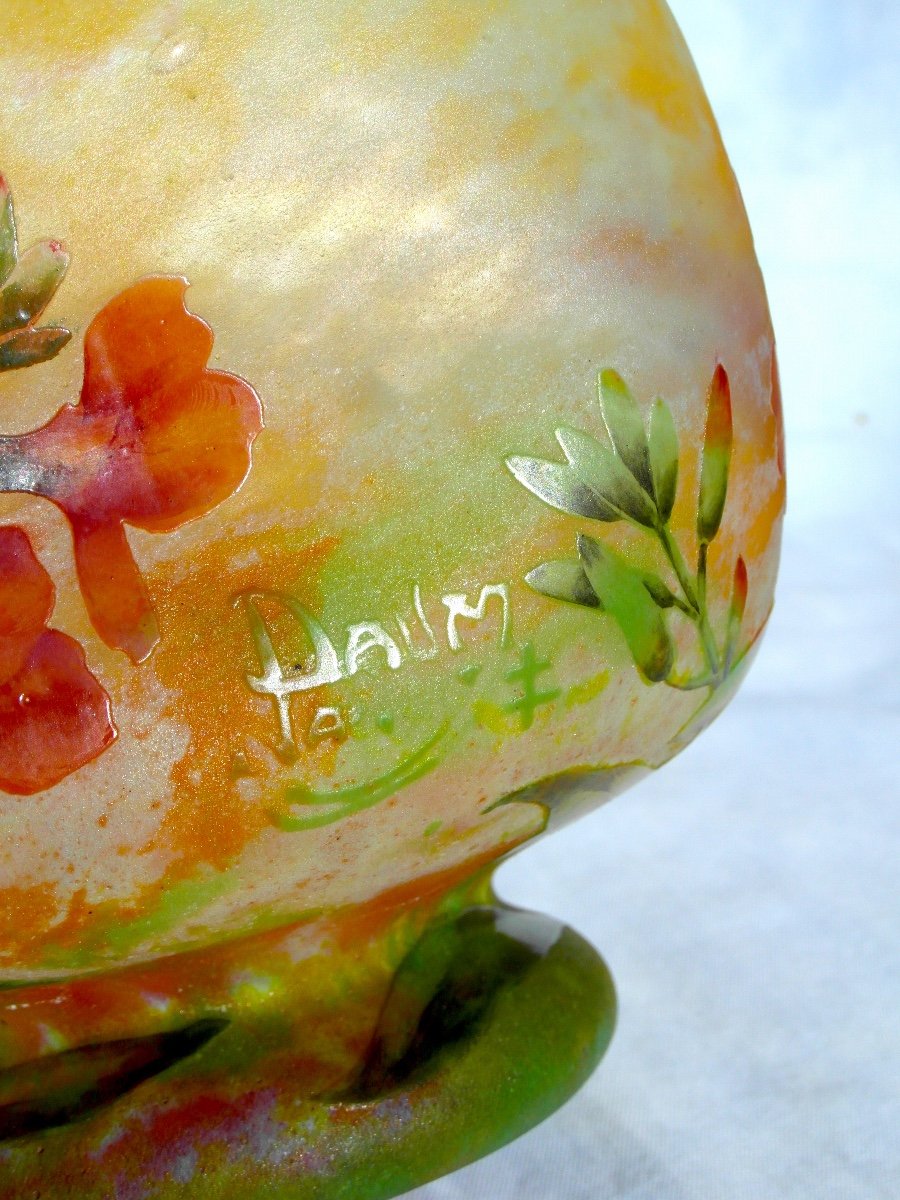 Pretty Vase 1900 Daum On "geranium" Pedestal, Perfect, Era Galle Art Nouveau-photo-6