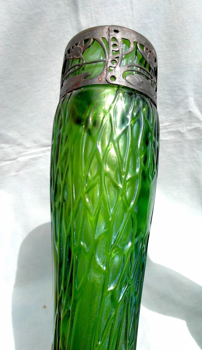 Pretty Pair Of Iridescent Glass Vase 1900 By Wilhelm Kralik, Era Daum Loetz Galle-photo-4