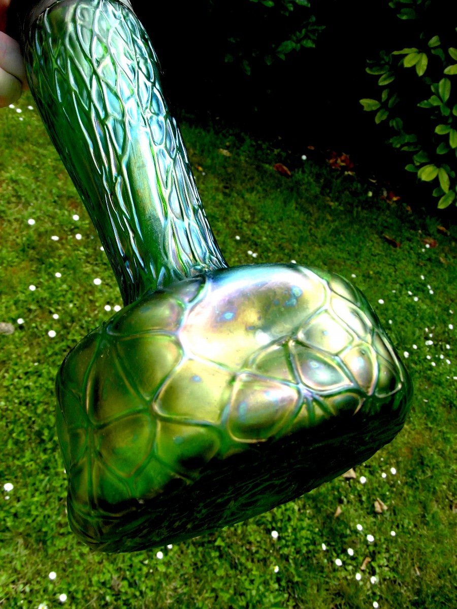 Pretty Pair Of Iridescent Glass Vase 1900 By Wilhelm Kralik, Era Daum Loetz Galle-photo-4