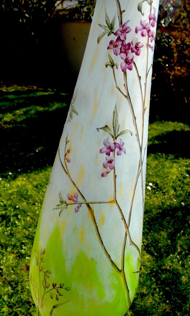  Large Daum Vase With Bois Gentil, 44 Cm, Era Galle Art Nouveau 1900