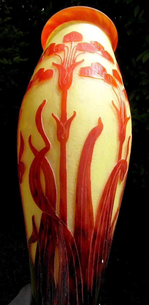 Grand Vase Schneider "le Verre Français" , 53 Cm, Décor Amourettes, Era Daum Galle 1920-photo-6