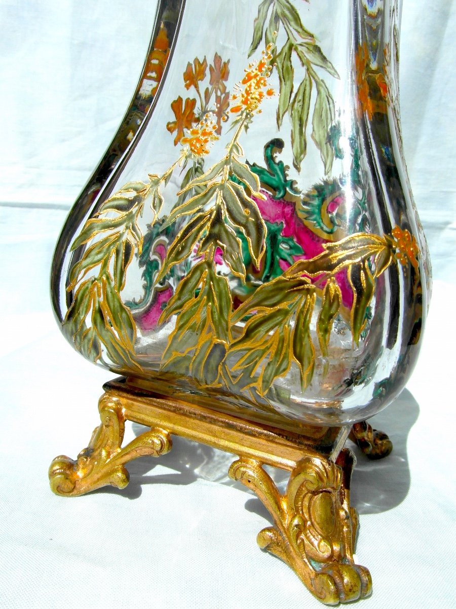 Beautiful Large Vase With Primroses By Baccarat, 1880, Perfect, Era Daum Galle Napoleon-photo-1