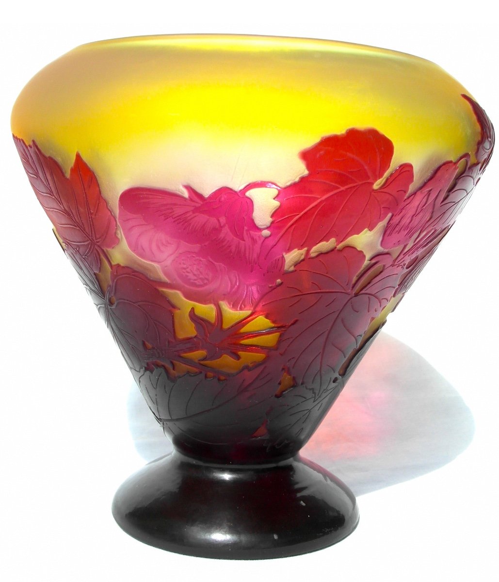 Vase Gallé à Décor d'Abutilons, Parfait, Vers 1910, Era Daum Art-nouveau