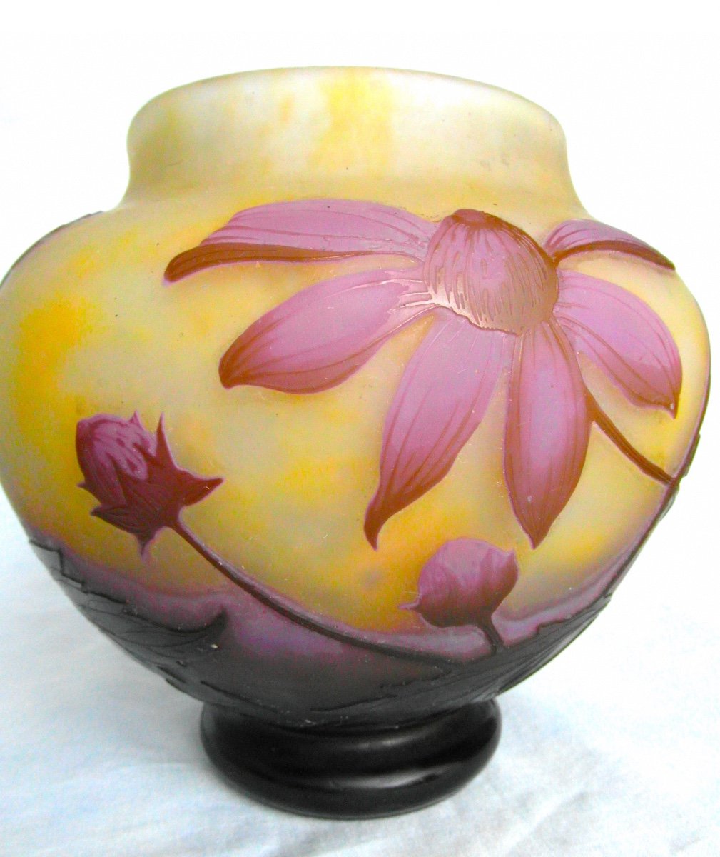 Pretty And Rare Daum Vase With Arnica Decor, Circa 1910, Perfect, Galle Art Nouveau Era-photo-2