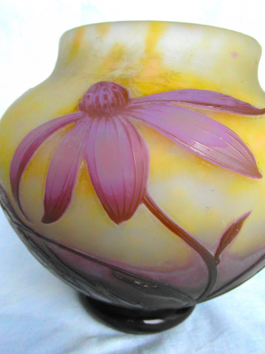 Pretty And Rare Daum Vase With Arnica Decor, Circa 1910, Perfect, Galle Art Nouveau Era-photo-1