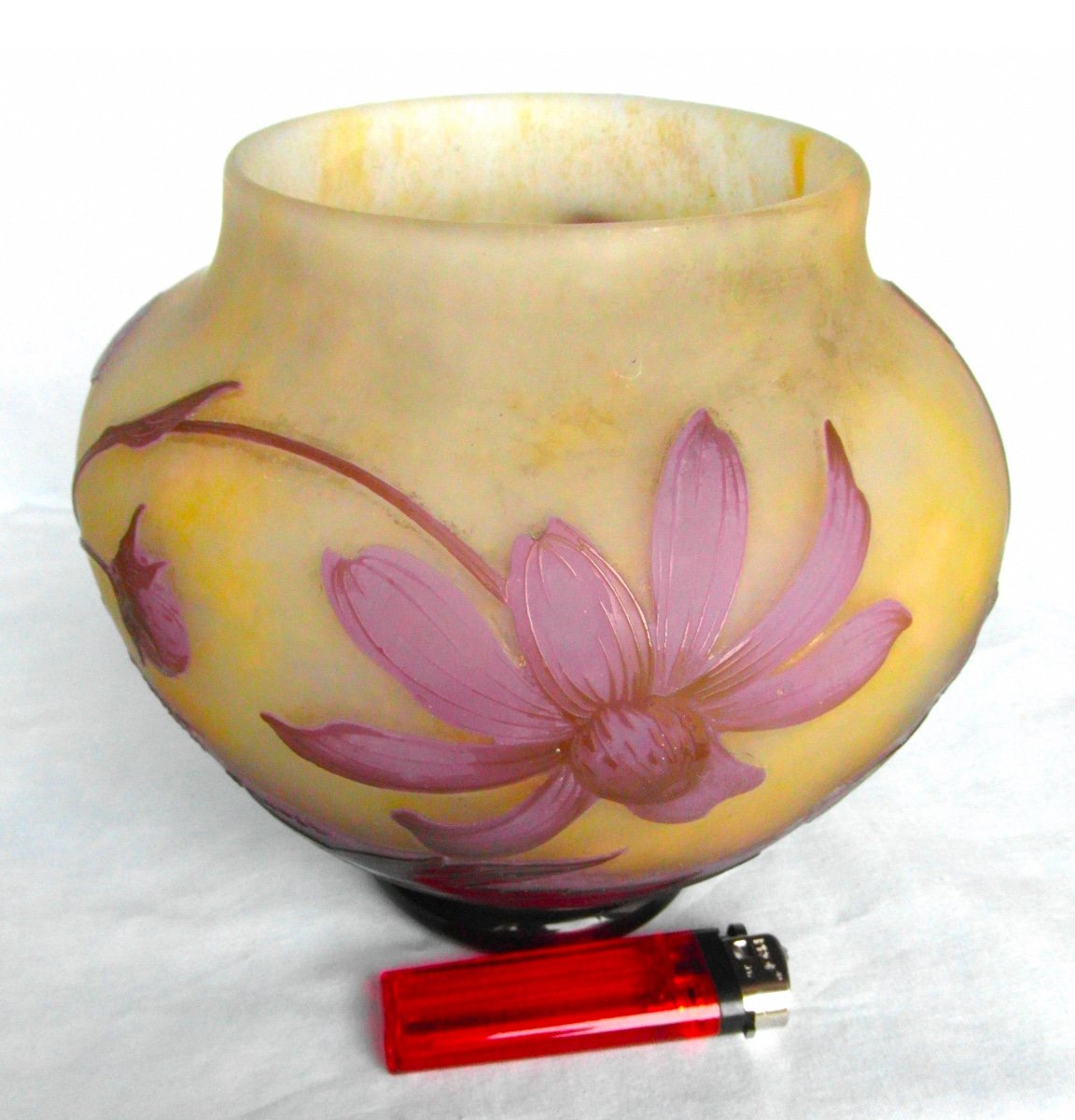 Pretty And Rare Daum Vase With Arnica Decor, Circa 1910, Perfect, Galle Art Nouveau Era-photo-5