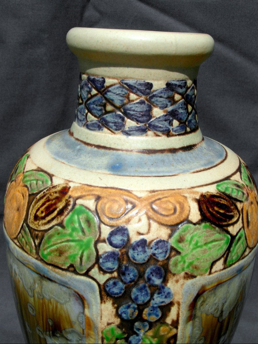 Vase Des Frères Mougin à Décor De fruits Et Cristallisations, Era Daum Nancy 1920-photo-3