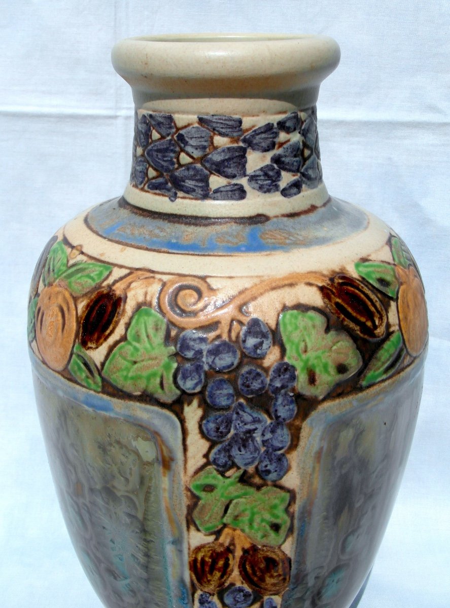 Vase Des Frères Mougin à Décor De fruits Et Cristallisations, Era Daum Nancy 1920-photo-1