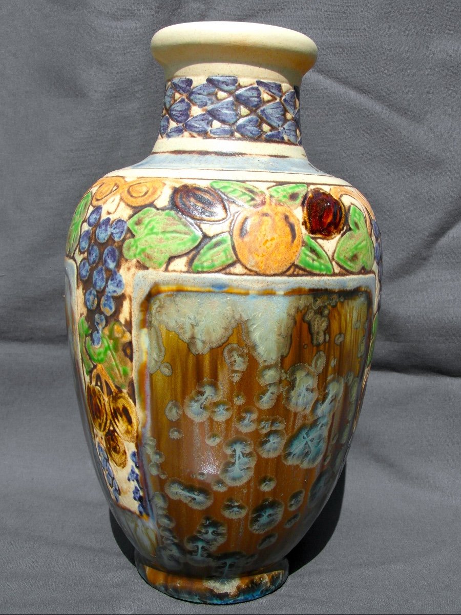 Vase Des Frères Mougin à Décor De fruits Et Cristallisations, Era Daum Nancy 1920