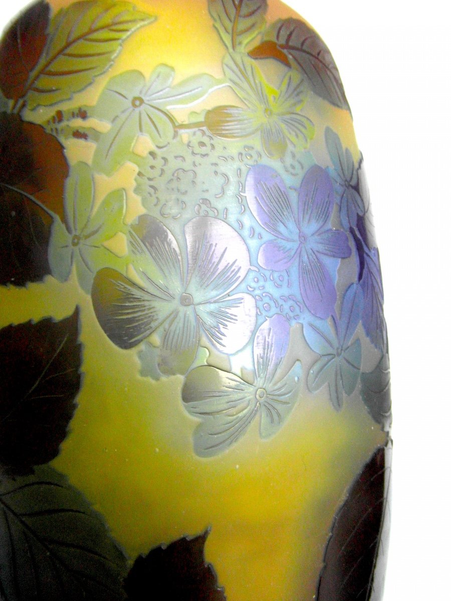 Beau Vase Galle Aux Myosotis Bleus, Parfait, 21 Cm, Era Daum 1900 Art-nouveau-photo-3