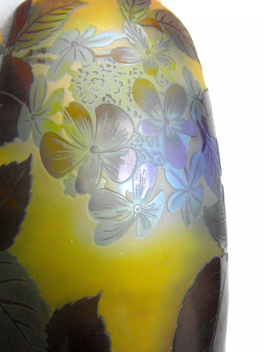 Beau Vase Galle Aux Myosotis Bleus, Parfait, 21 Cm, Era Daum 1900 Art-nouveau-photo-4