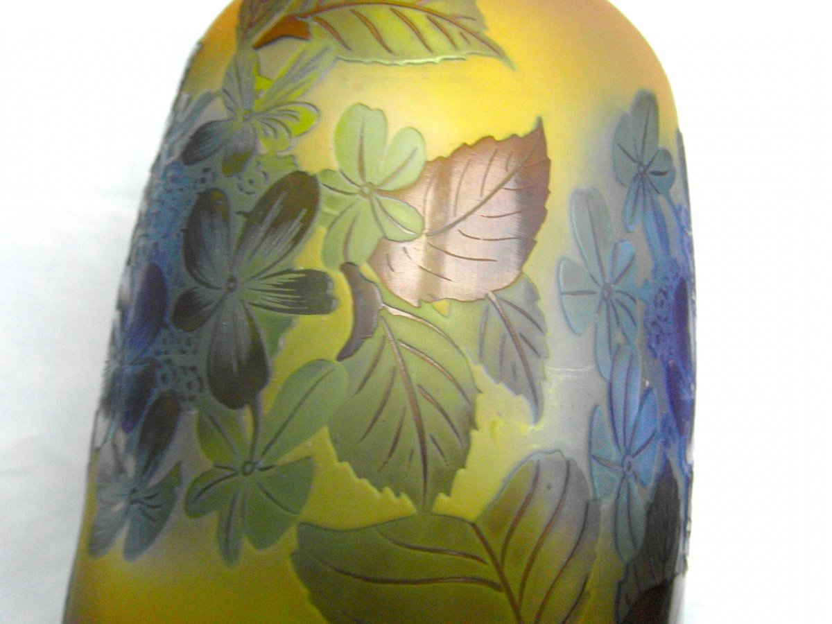 Beau Vase Galle Aux Myosotis Bleus, Parfait, 21 Cm, Era Daum 1900 Art-nouveau-photo-6