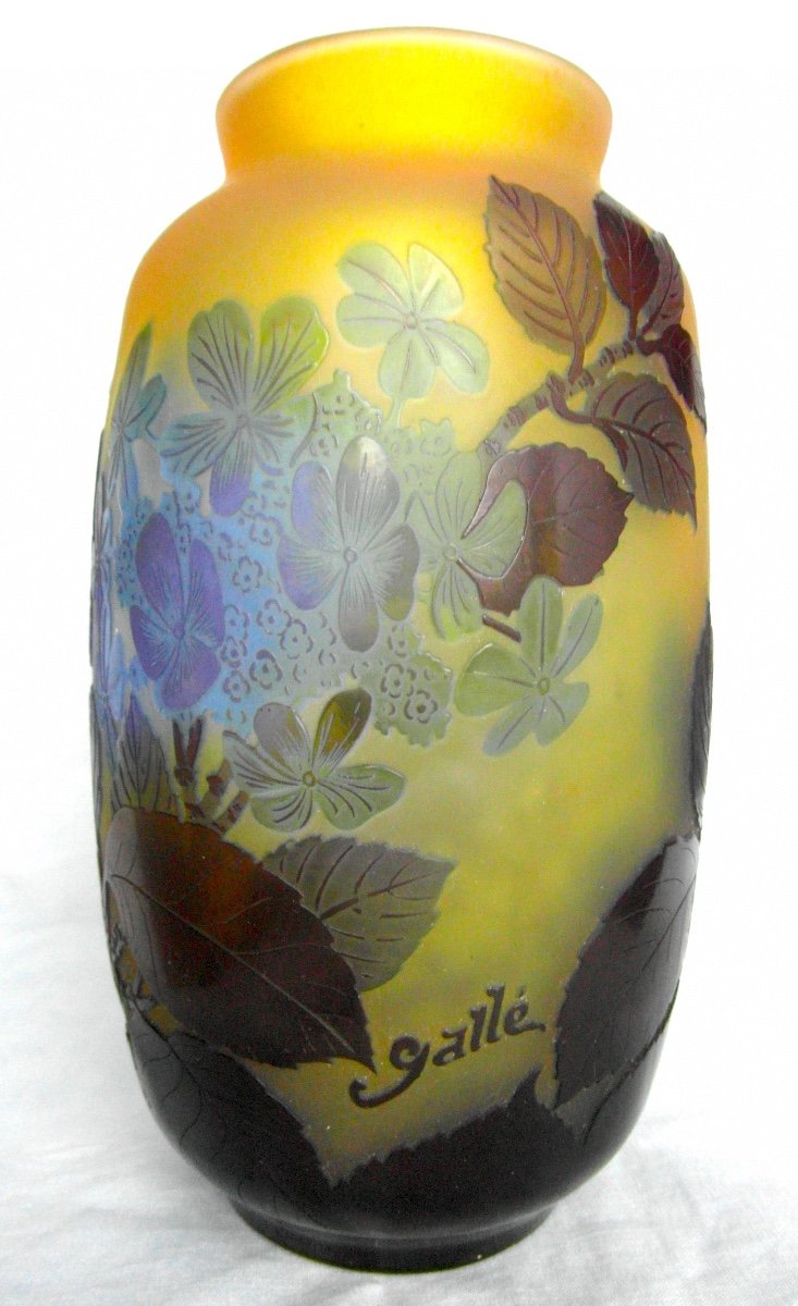 Beau Vase Galle Aux Myosotis Bleus, Parfait, 21 Cm, Era Daum 1900 Art-nouveau