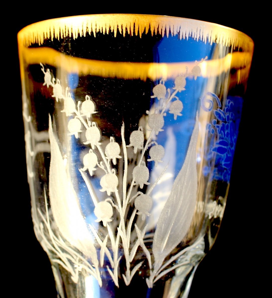 Rare Art-deco Wedding Glass By Daum "pinson Et Muguet", Perfect, Dated 1927-photo-1