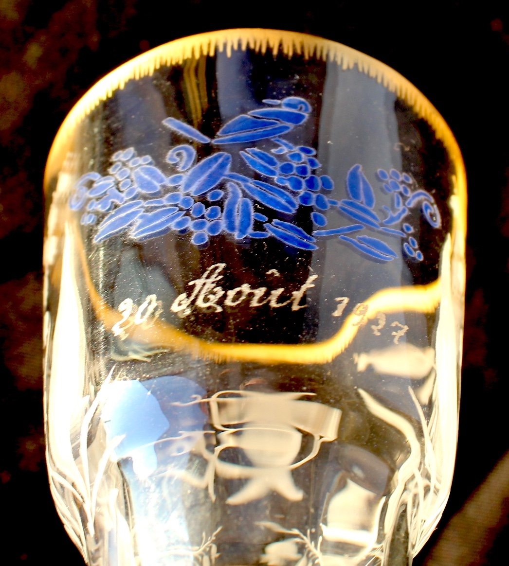 Rare Art-deco Wedding Glass By Daum "pinson Et Muguet", Perfect, Dated 1927