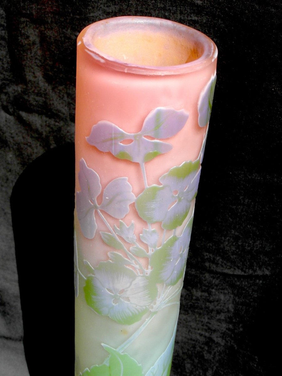 Beau Grand Vase Galle "hortensias" Aux Couleurs Pastel,  Parfait, 45 Cm, Era Daum 1900-photo-2