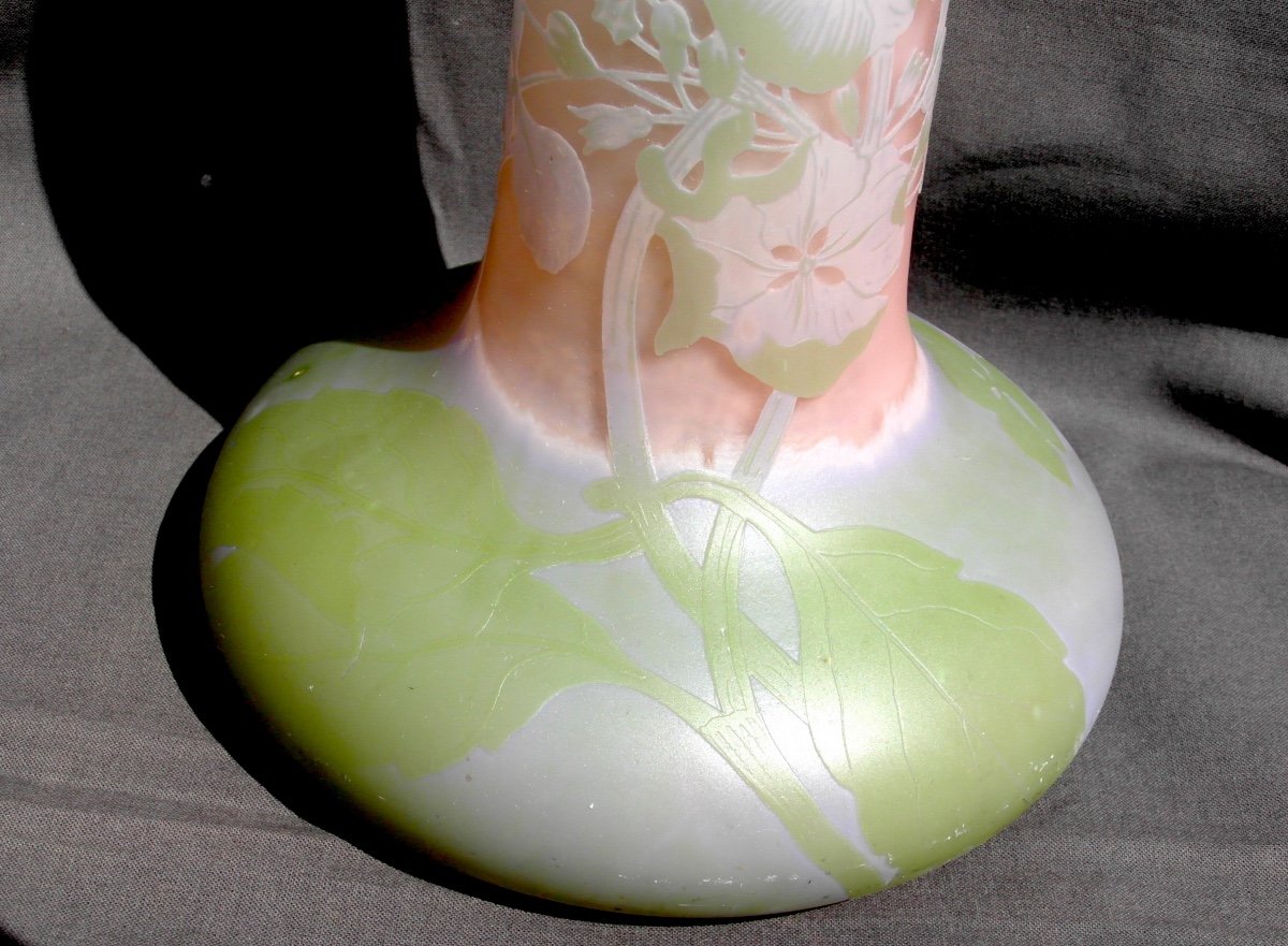 Beau Grand Vase Galle "hortensias" Aux Couleurs Pastel,  Parfait, 45 Cm, Era Daum 1900-photo-3