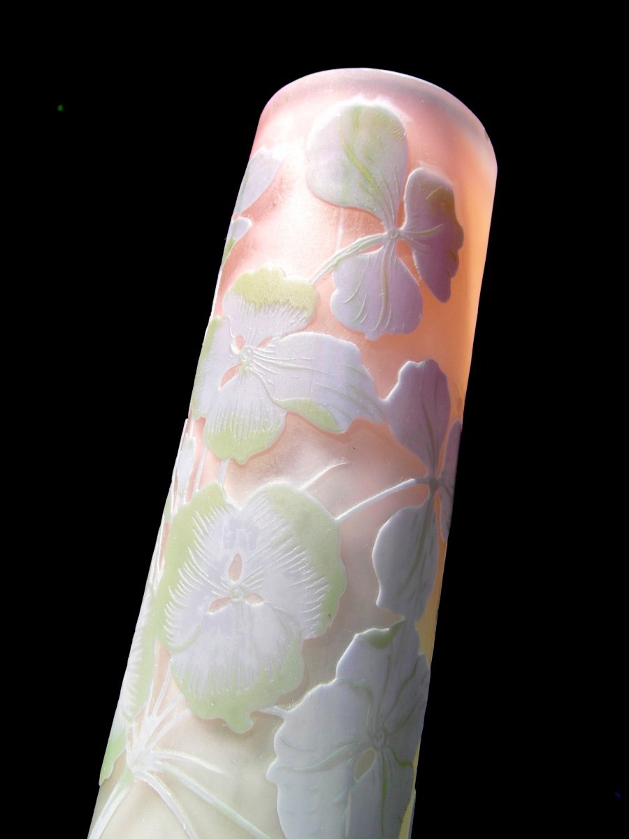 Beau Grand Vase Galle "hortensias" Aux Couleurs Pastel,  Parfait, 45 Cm, Era Daum 1900-photo-6