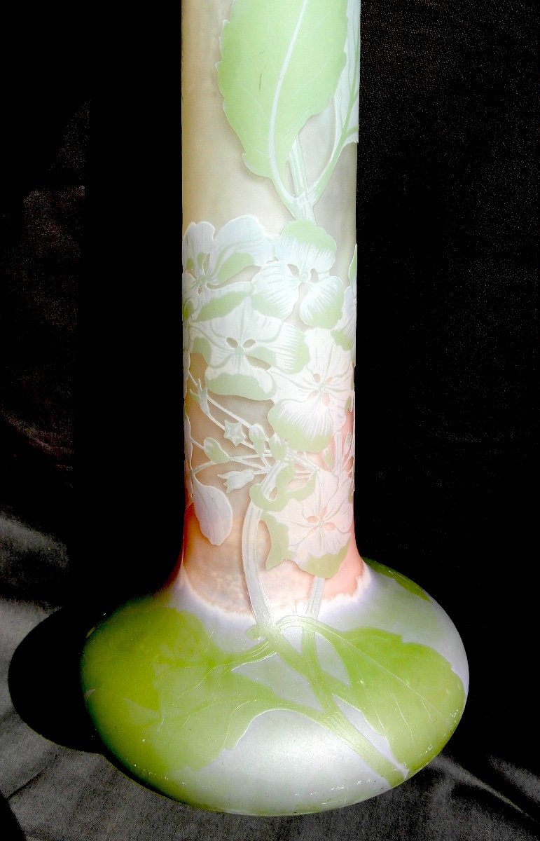 Beau Grand Vase Galle "hortensias" Aux Couleurs Pastel,  Parfait, 45 Cm, Era Daum 1900-photo-8