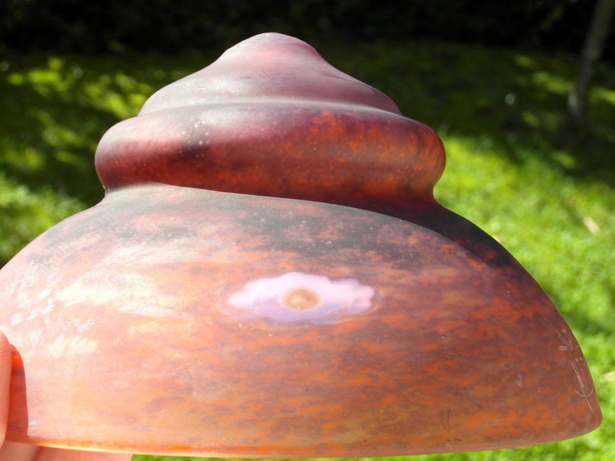 Beautiful And Rare Daum Mushroom Lamp With Intercalary Flowers, Perfect, Galle Era 1900-photo-5