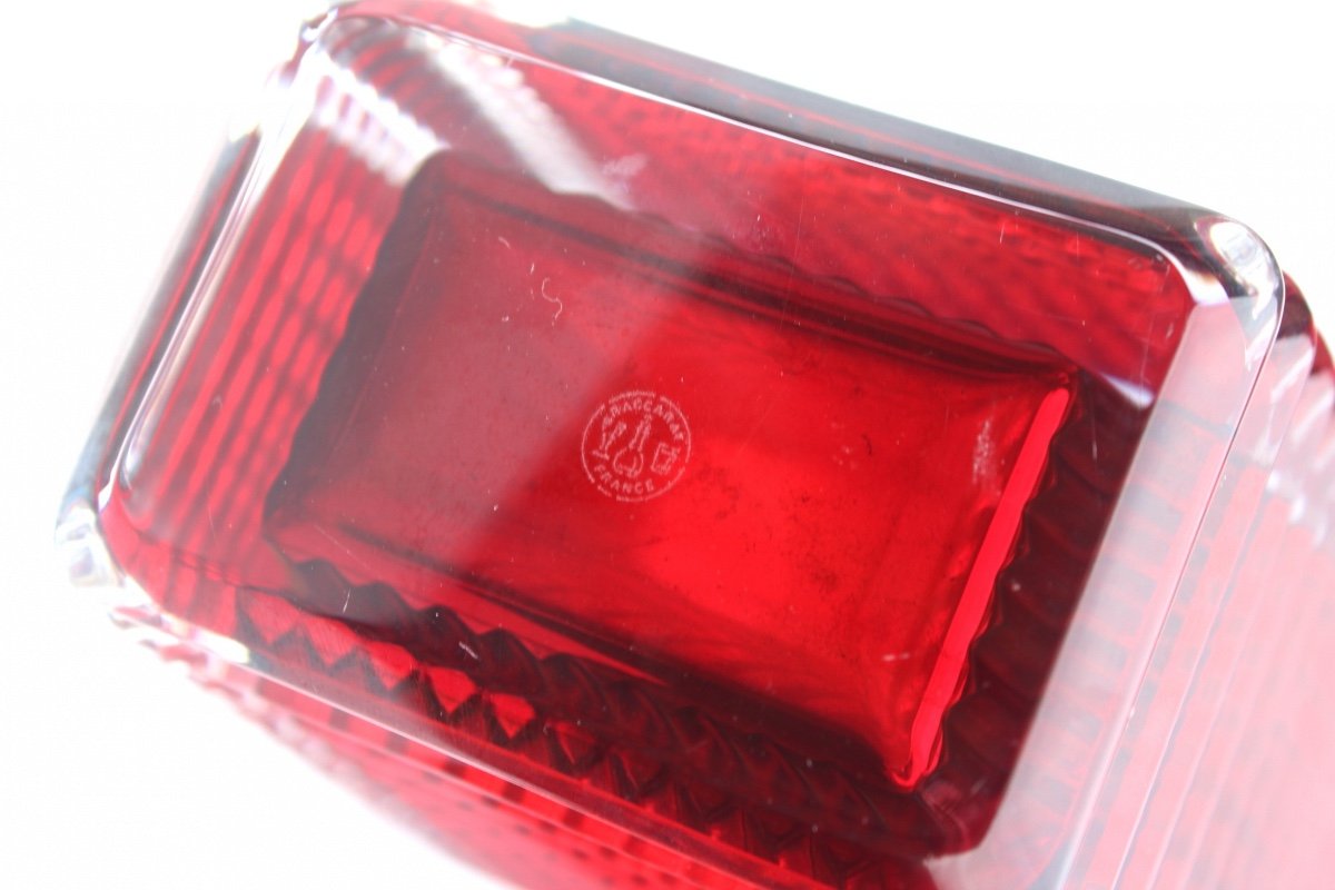 Joli Vase Baccarat, Modèle "eye" Rouge, Neuf,  Parfait, Era Daum Lalique -photo-6