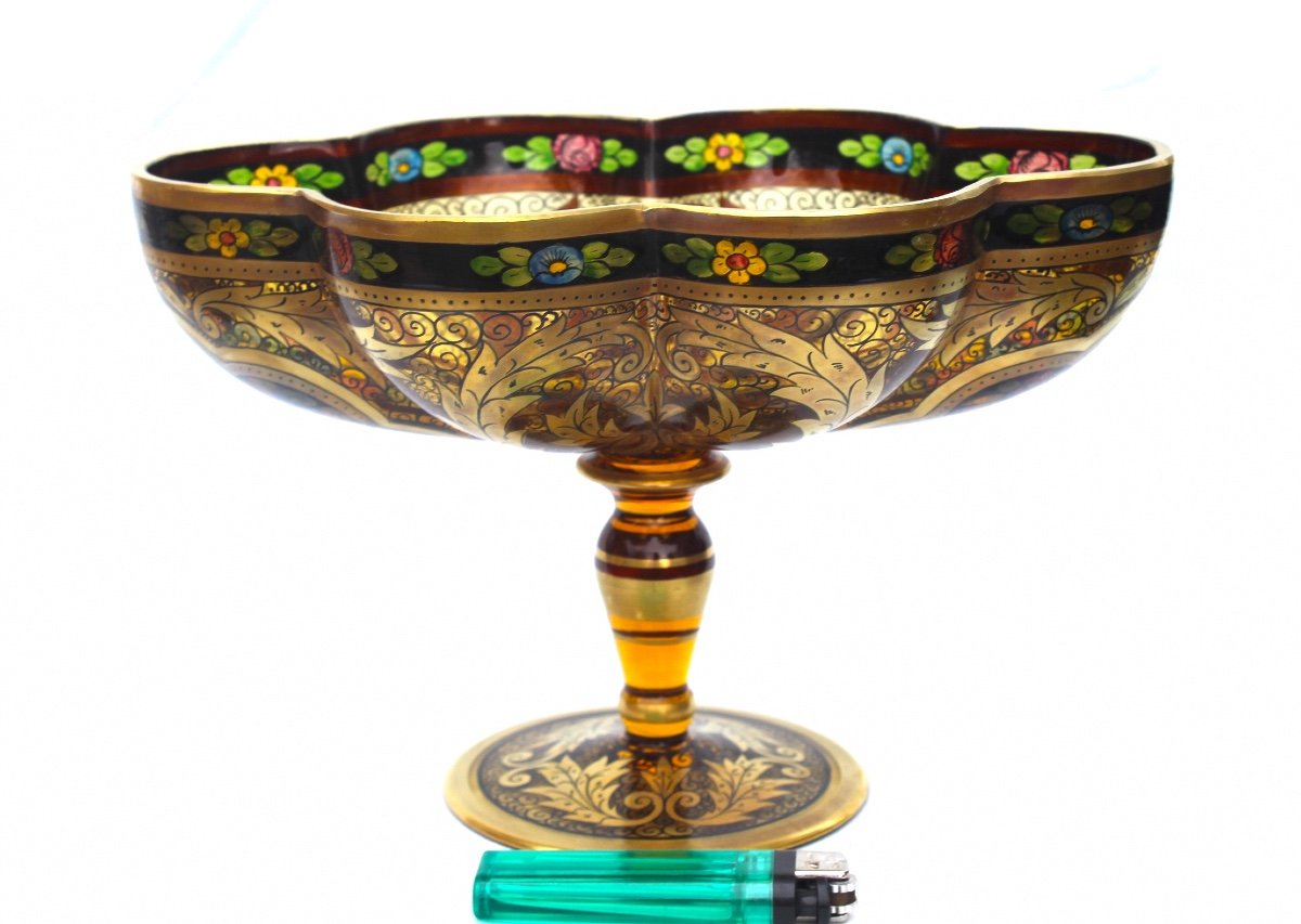 Jolie Coupe Polylobée De Julius Muhlhaus, Verre De Boheme, Haida, 1910, Parfait, Era Daum 