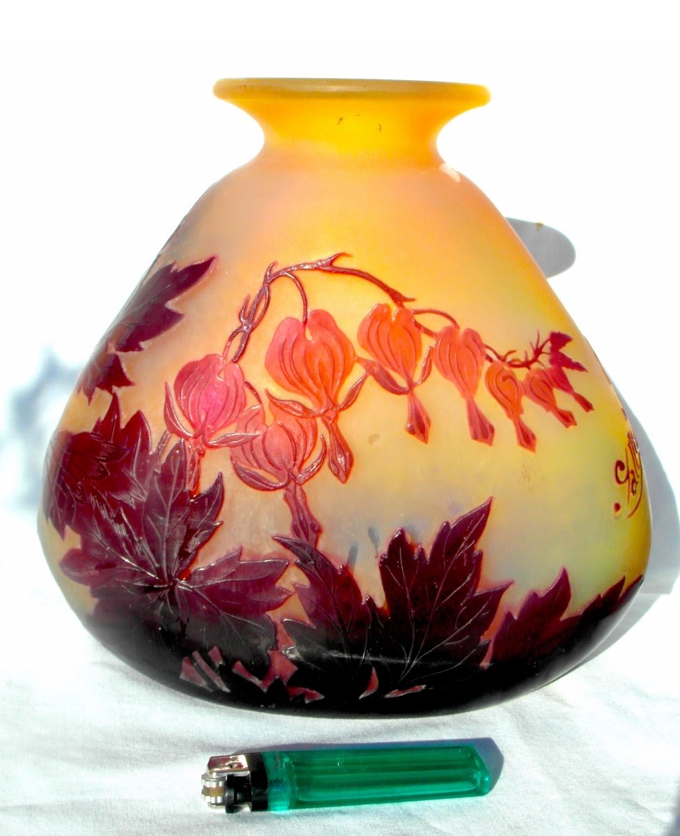 Vase 1900 "coeurs De Marie" Par Gallé, Parfait, Vers 1900, Era Daum Art-nouveau-photo-2