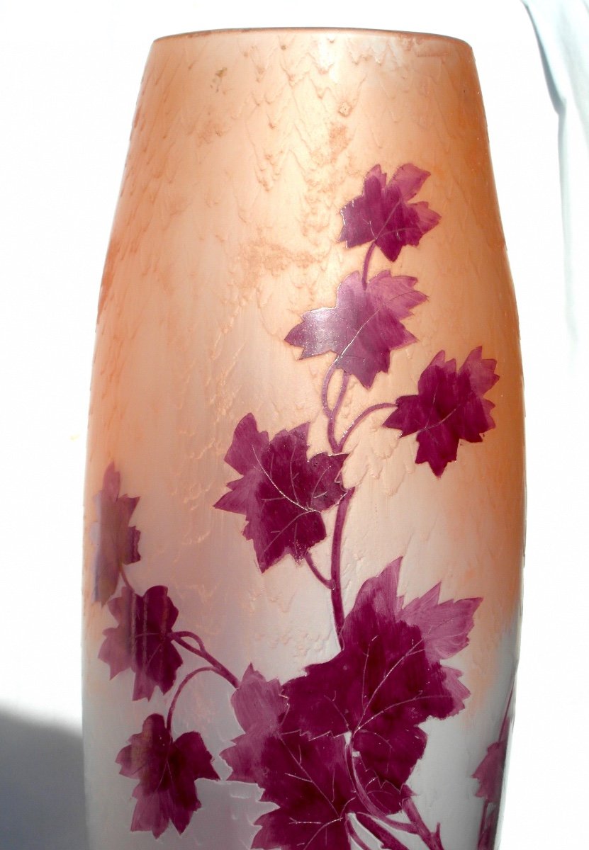 Charmant Vase à Décor De Lierres Par Legras, Série "rubis", 39 Cm, Parfait, Era Daum Galle 1900-photo-3