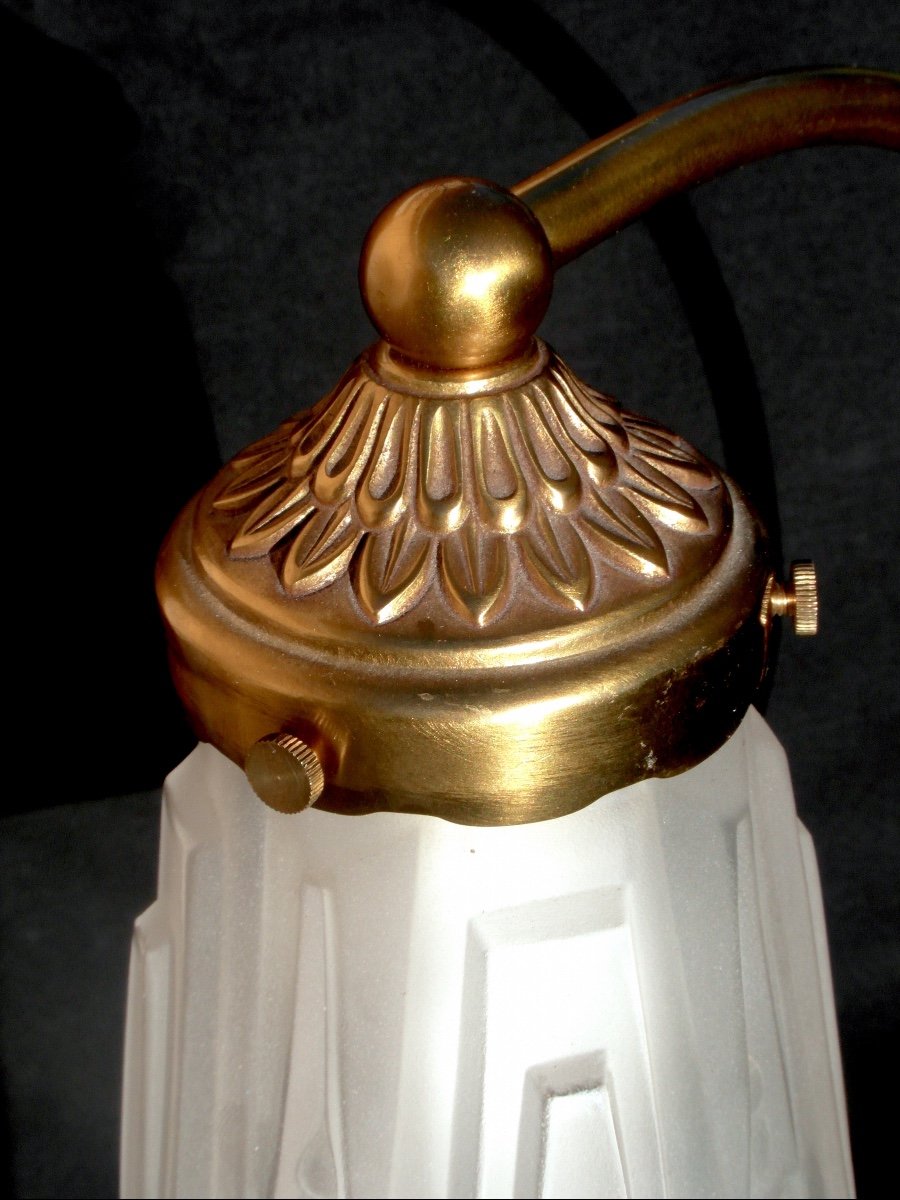 Belle Lampe Art-déco Avec Tulipe Schneider Et Pied De Lampe De P. Lucas, Era Daum Galle Muller-photo-4