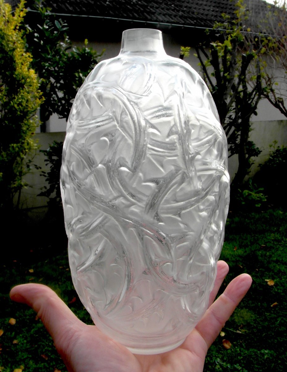 Beautiful Lalique R Vase With Bramble Decor, Perfect, Circa 1925, Daum Galle Baccarat Era-photo-2