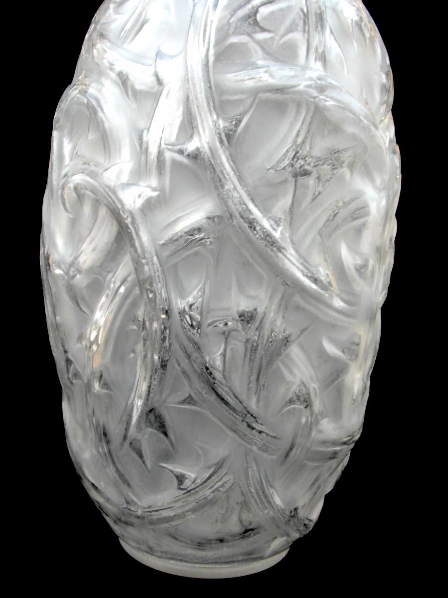 Beautiful Lalique R Vase With Bramble Decor, Perfect, Circa 1925, Daum Galle Baccarat Era-photo-1