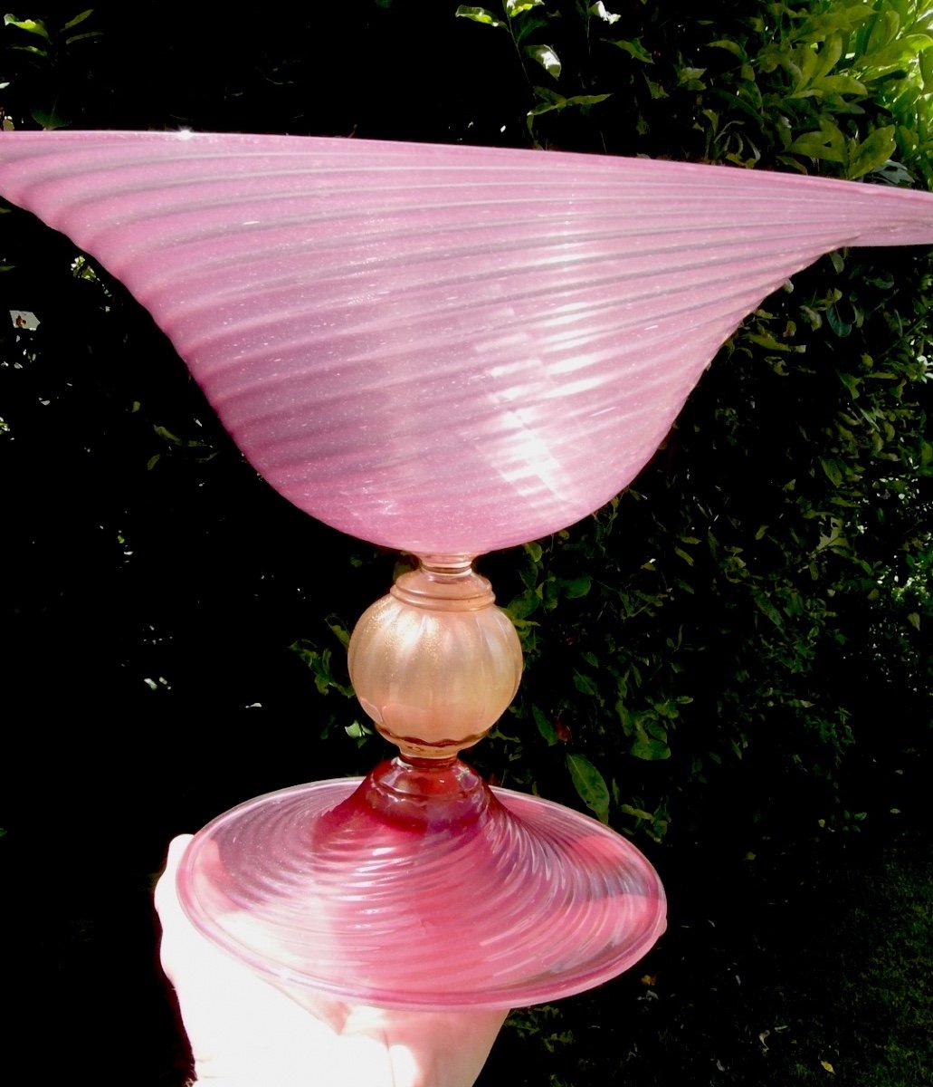 Beautiful Large Murano Glass Bowl, 1950, Seguso Workshop, Barovier Toso Daum Era-photo-4