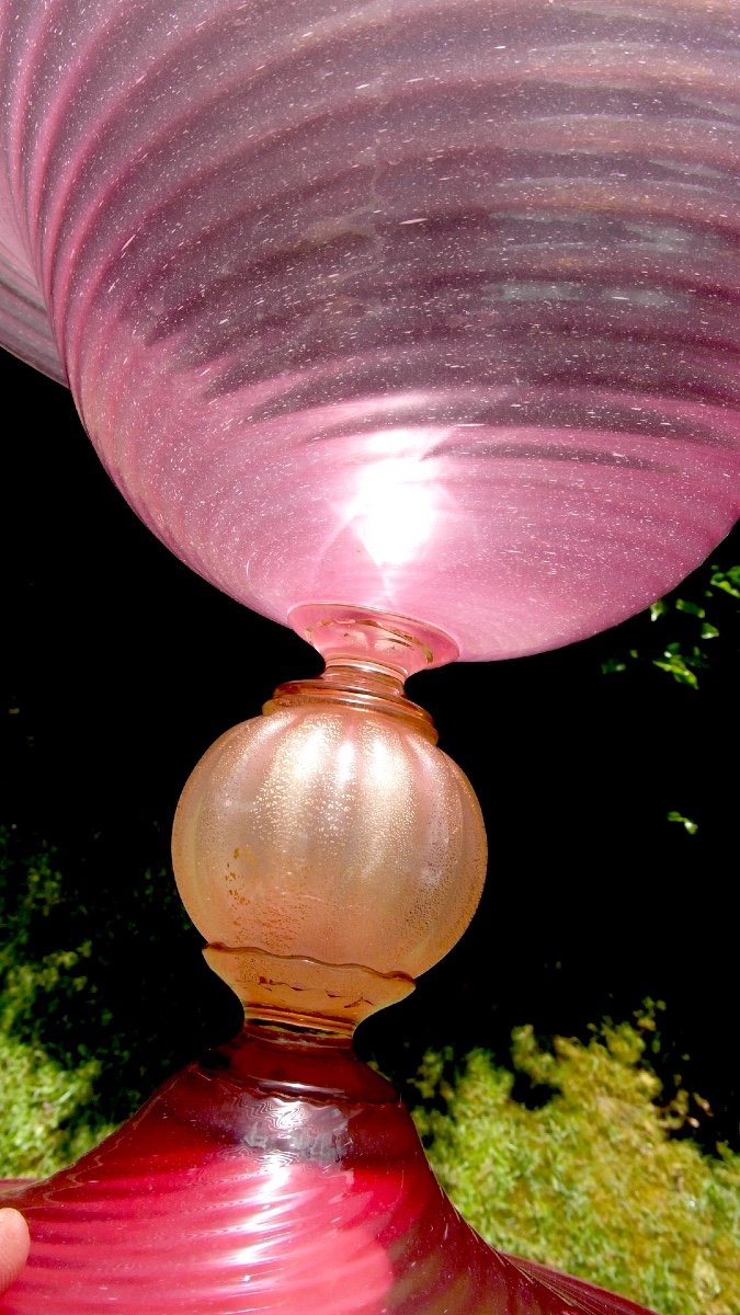 Beautiful Large Murano Glass Bowl, 1950, Seguso Workshop, Barovier Toso Daum Era-photo-7