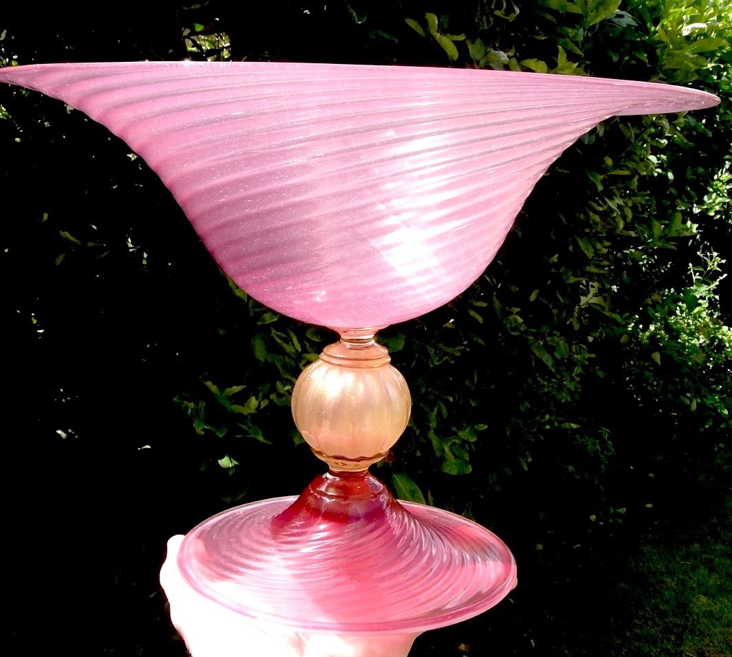 Beautiful Large Murano Glass Bowl, 1950, Seguso Workshop, Barovier Toso Daum Era