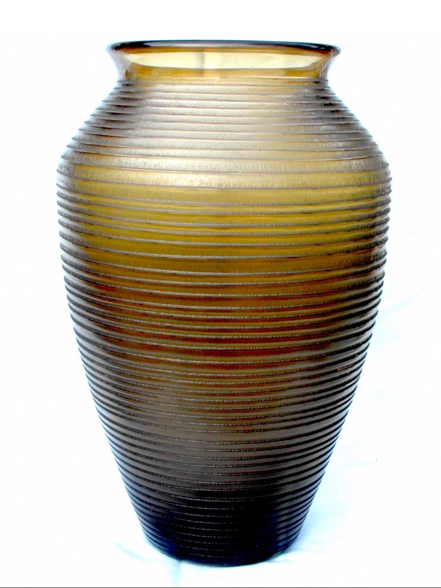 Beautiful Large Art Deco Acid Etched Vase By Daum, 34 Cm, Nearly 4 Kilos, Perfect, Circa 1920.-photo-2