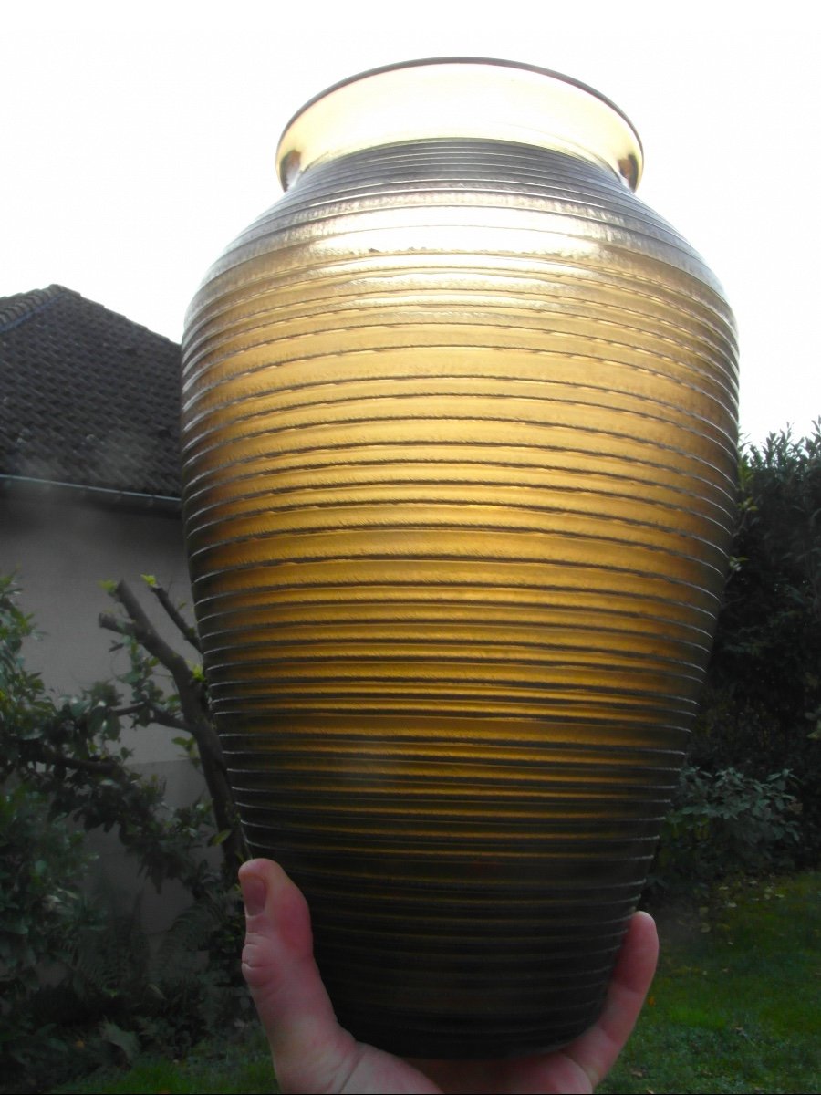 Beautiful Large Art Deco Acid Etched Vase By Daum, 34 Cm, Nearly 4 Kilos, Perfect, Circa 1920.-photo-5