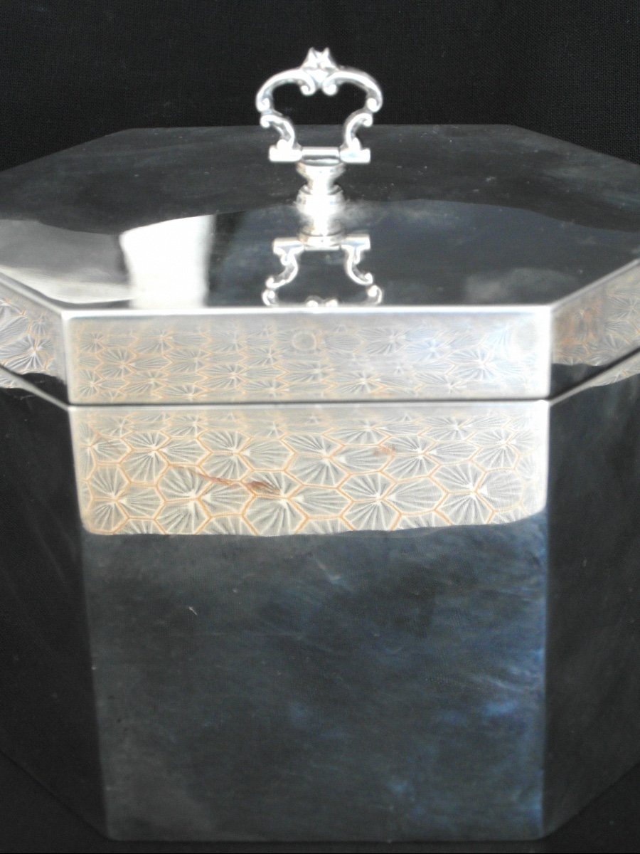 Large Art Deco Tea Caddy In Solid Silver, By W. Horovitz, Era 1920 Jensen Puiforcat-photo-3