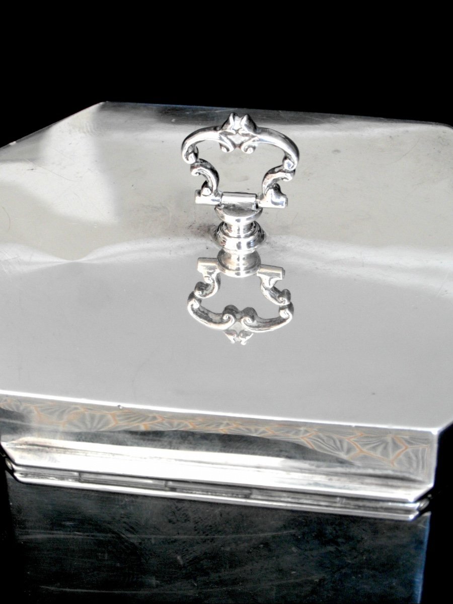 Large Art Deco Tea Caddy In Solid Silver, By W. Horovitz, Era 1920 Jensen Puiforcat-photo-5