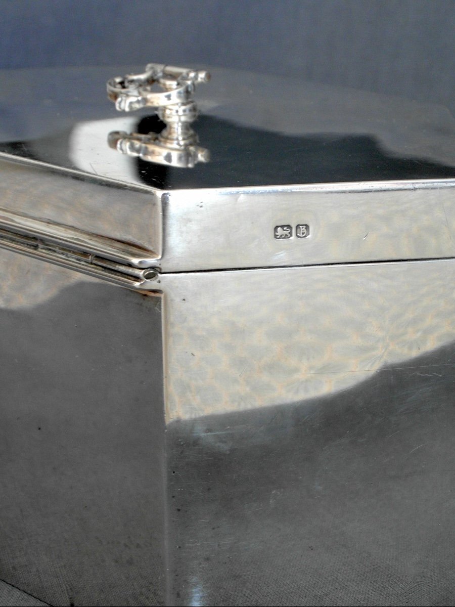 Large Art Deco Tea Caddy In Solid Silver, By W. Horovitz, Era 1920 Jensen Puiforcat-photo-7