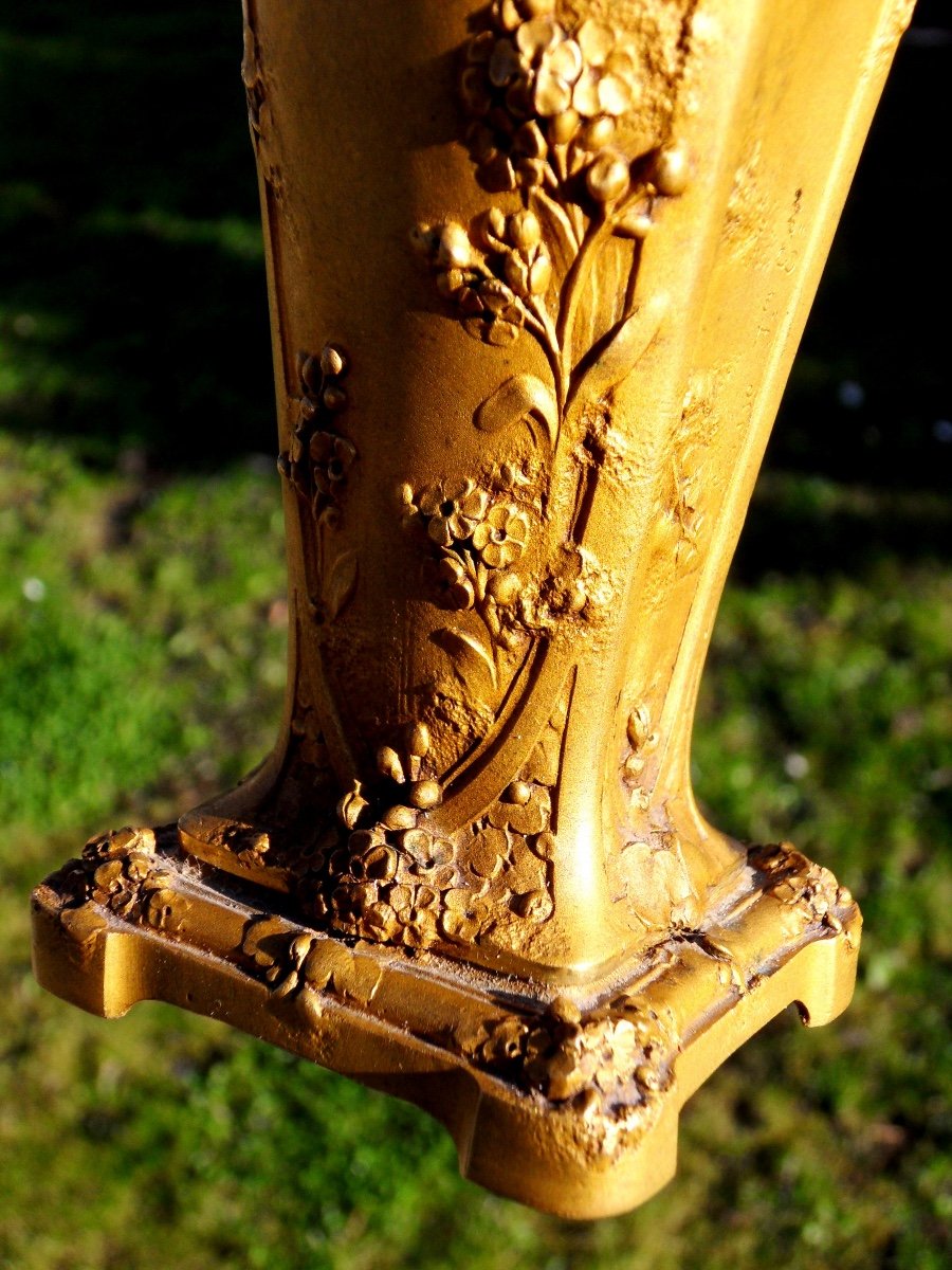 Vase Art-nouveau En Bronze " Myosotis" Par Guenardeau , Fondeur Susse, Vers 1900-photo-1